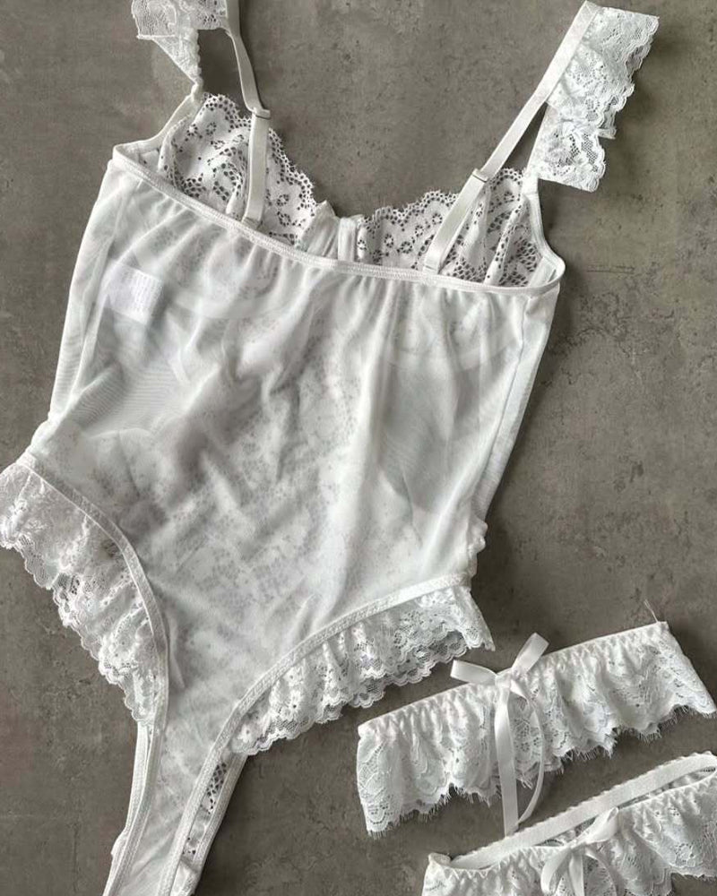 Sexy Lace See-Through Body-Shaping Hollow Bodysuit