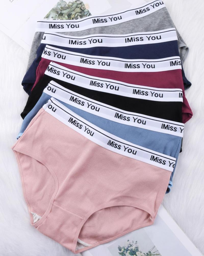 Floralshe®Women's Letter Tape Ribbed Seamless Knicker