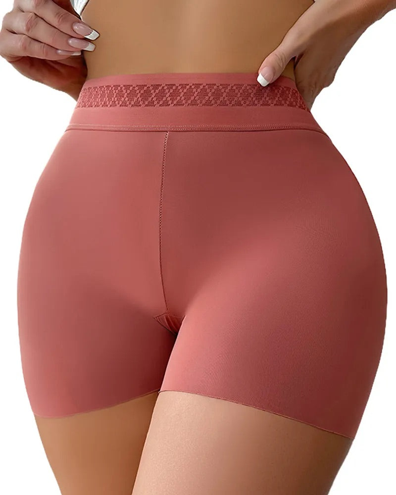 Solid Color Hip-Lifting and Tummy-Controlling Mid-Rise Body-Shaping Shorts