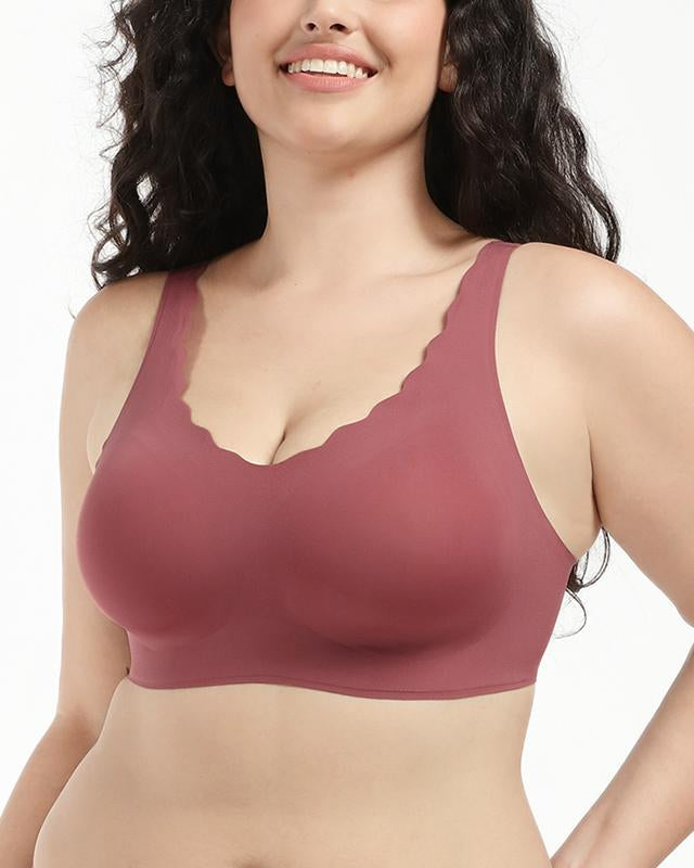Soft V-Neck Scalloped Bra