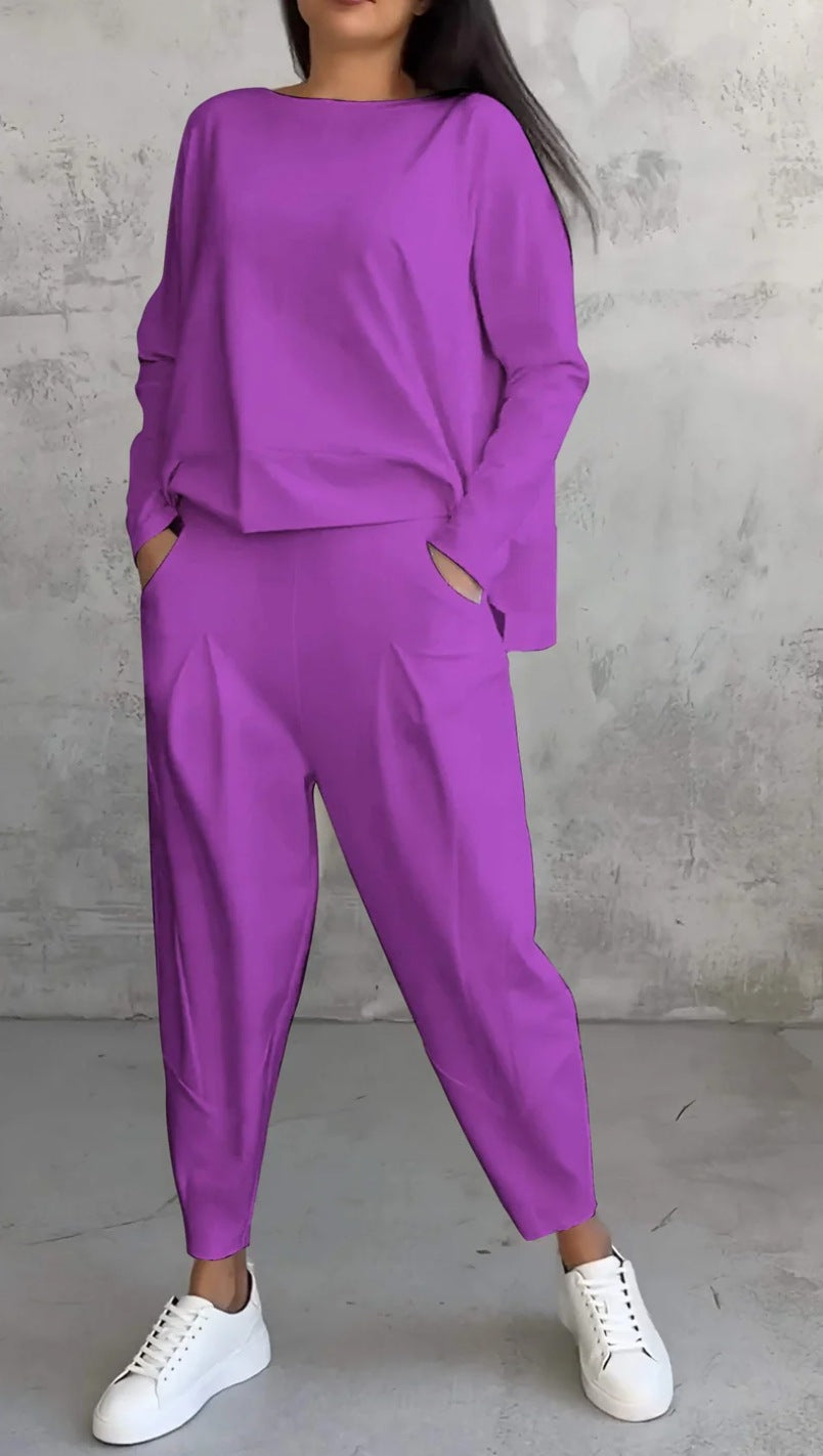 Aurora – Completo Donna Elegante Casual con Blusa e Pantaloni Comodi