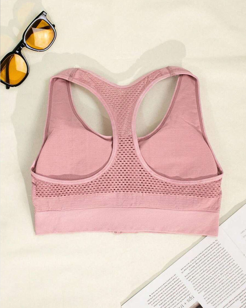 Women's Zipper Padded Seamless Elastic Sports Bra