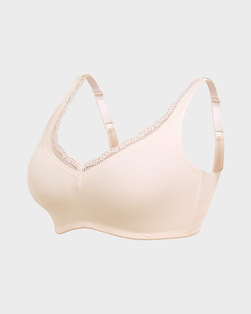 Floralshe®Full Coverage Lace Trim Minimizer Bra