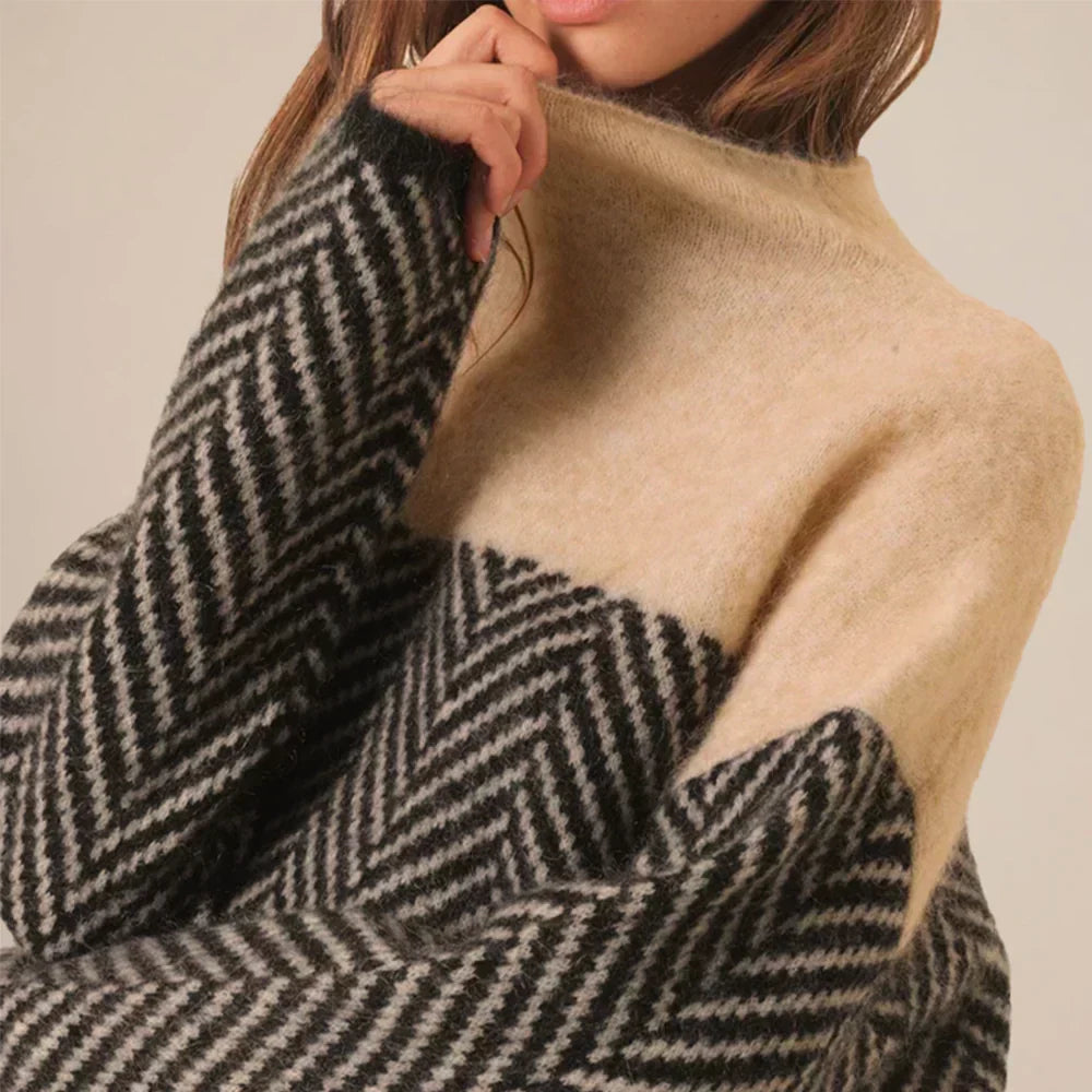 Paulina™ | Luxury Herringbone Turtleneck Sweater