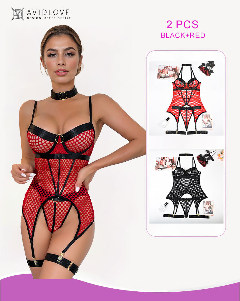 Fishnet Mesh Corset Bustier Lingerie