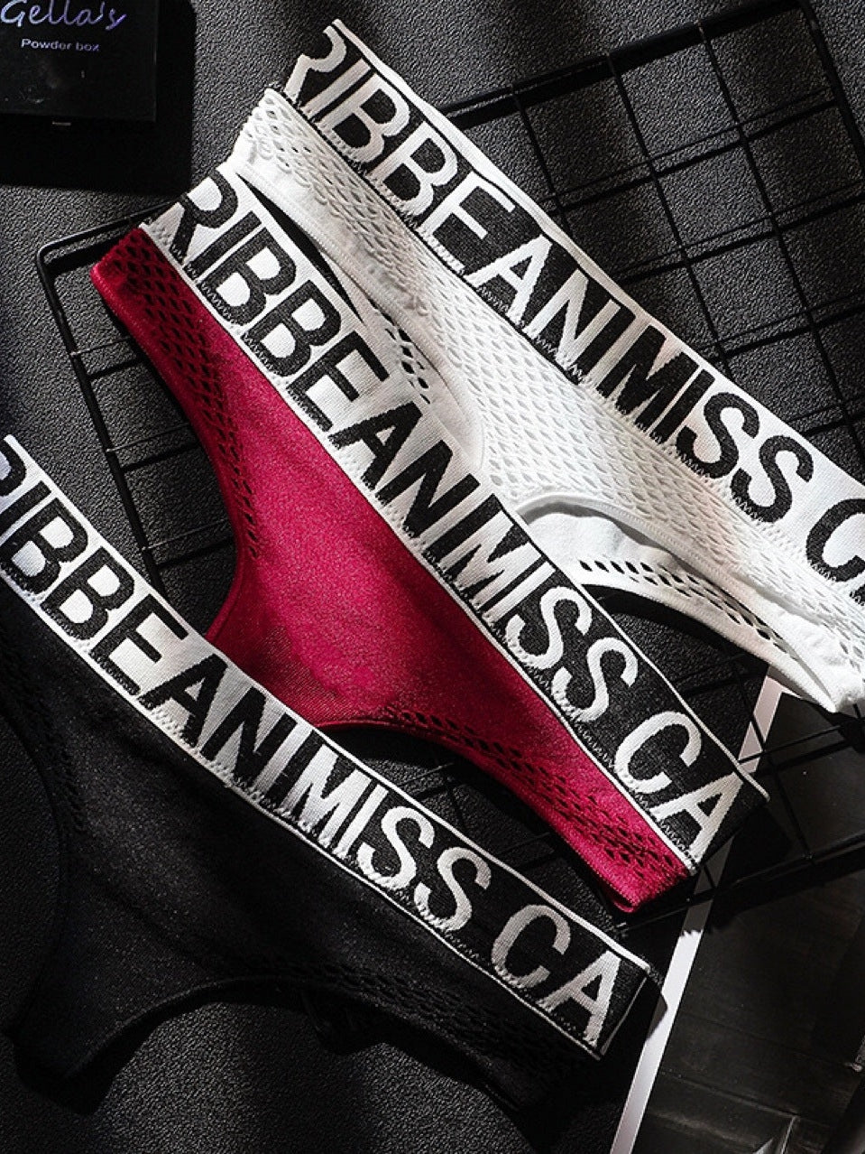 Female Letter Print Net Underwear