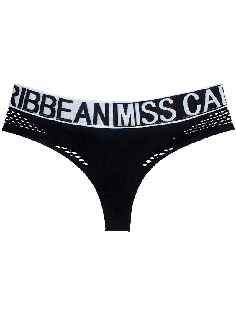 Female Letter Print Net Underwear