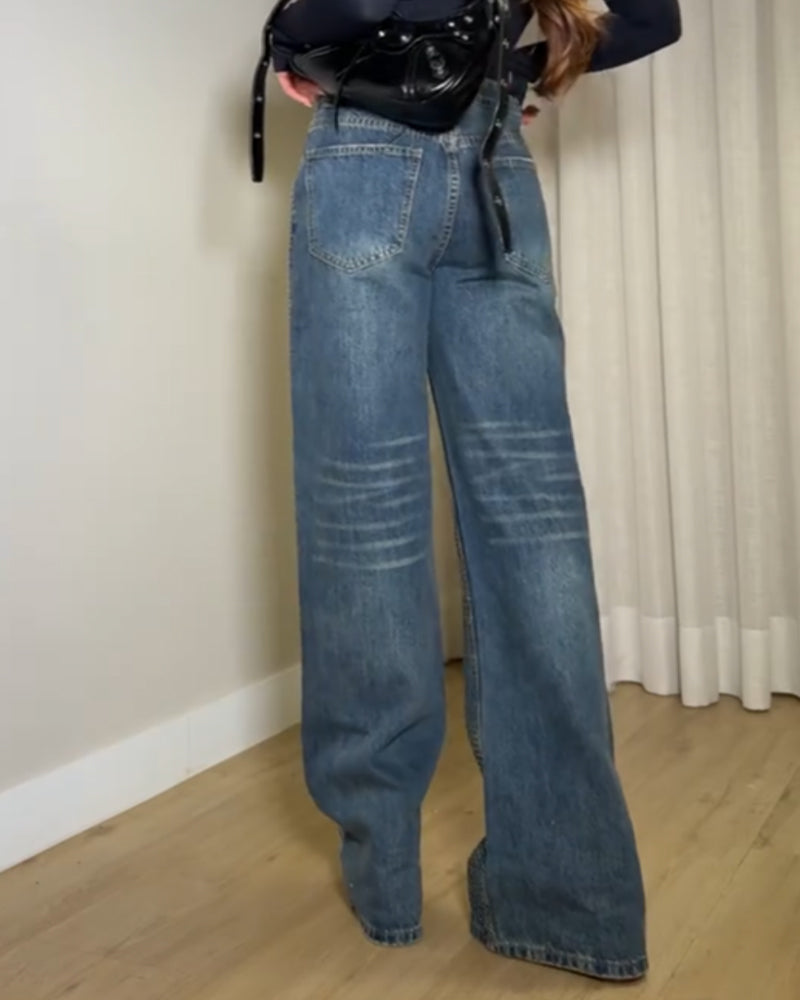 Diamond Front Casual Straight Jeans