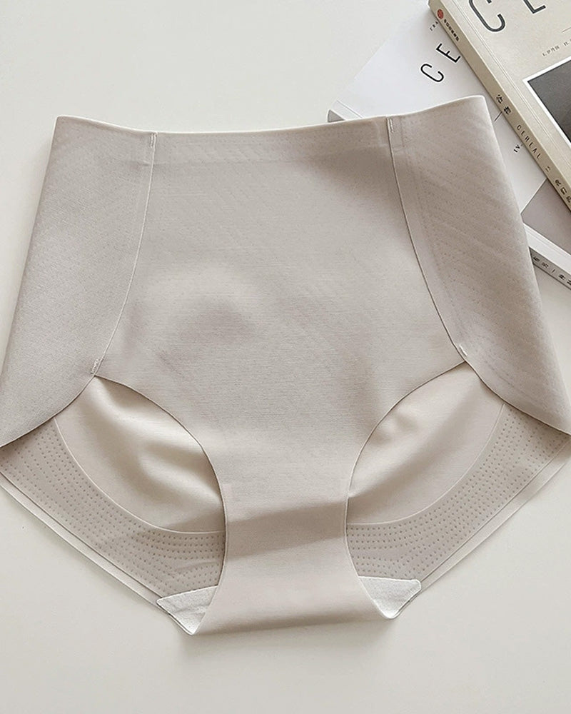 Women's seamless ice silk comfortable hip-lifting high waist panties