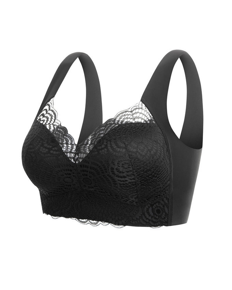 Full-Figure Seamless Lace Cut-Out Bra