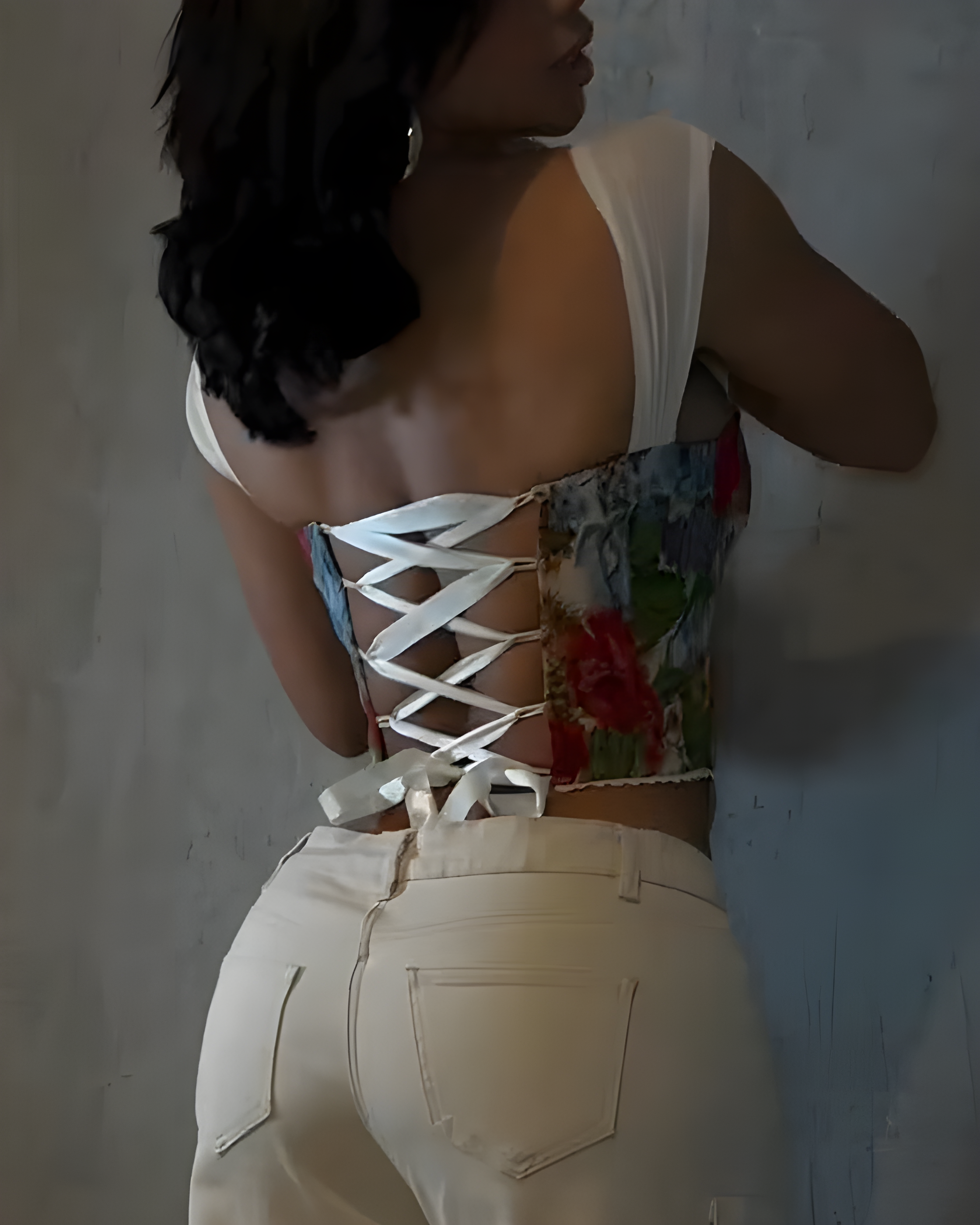 Off-The-Shoulder Tie Back Slim Fit Corset Top