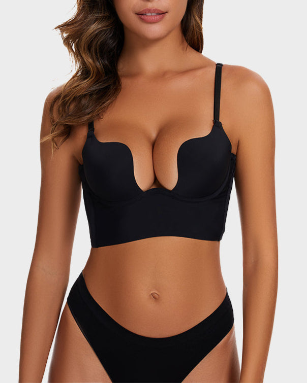 [2 Pack]Low Back Secret Plunge Bra - Black+White