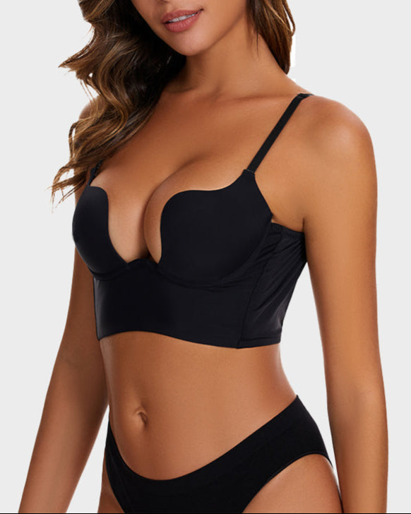 [2 Pack]Low Back Secret Plunge Bra - Black+White