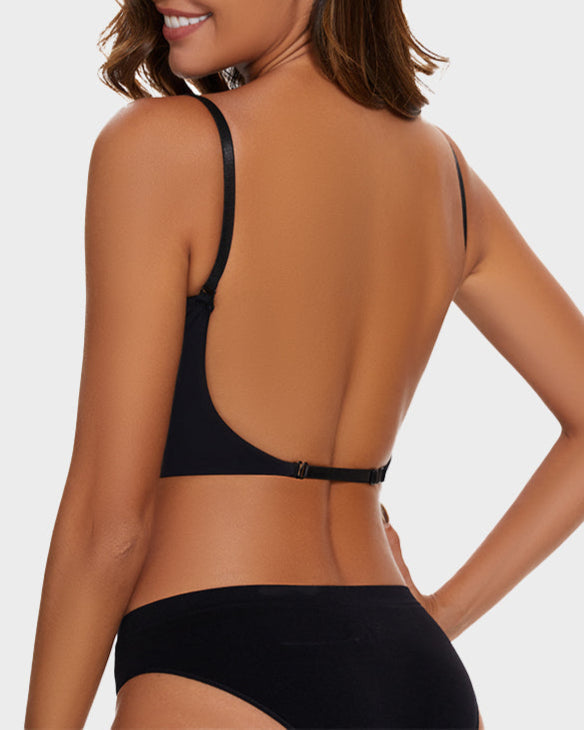 [2 Pack]Low Back Secret Plunge Bra - Black+White