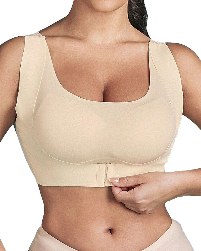 Women's Seamless Push-Up Front Button Back Lace Bra
