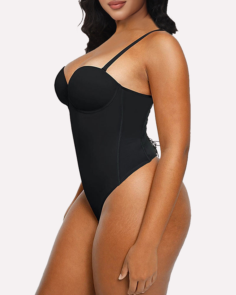 Back Lace-up Bodysuit Thong Seamless Shapewear