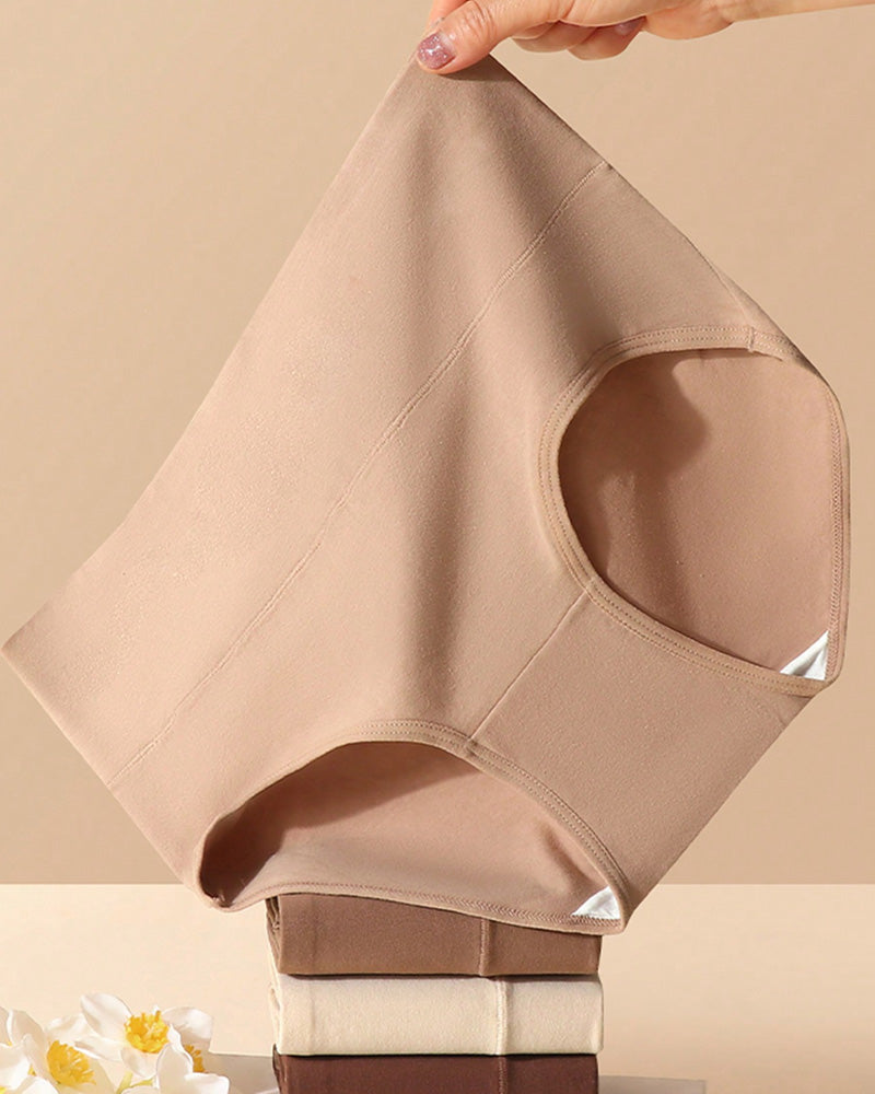 Women's Cotton Skin-Friendly Breathable Slim High Waist Elastic Solid Color Underwear