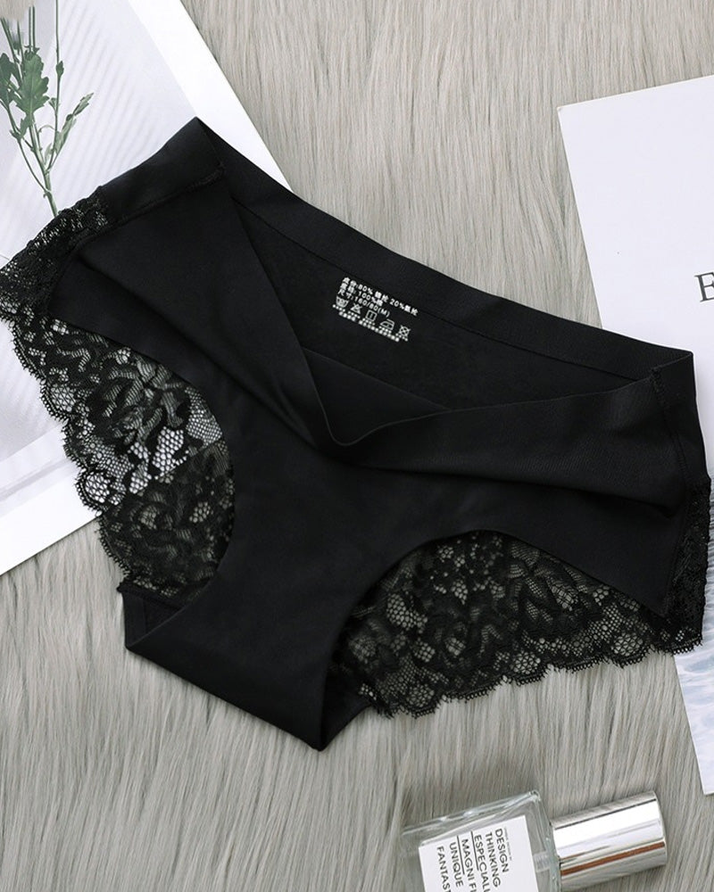 Women's Ice Silk Seamless Lace Low-Rise Sexy Comfortable Briefs