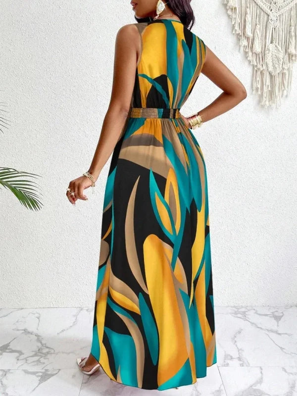 Vibrant V-Neck Maxi Dress - Effortless Elegance!