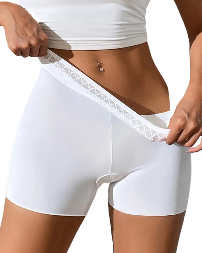 Solid Color Hip-Lifting and Tummy-Controlling Mid-Rise Body-Shaping Shorts