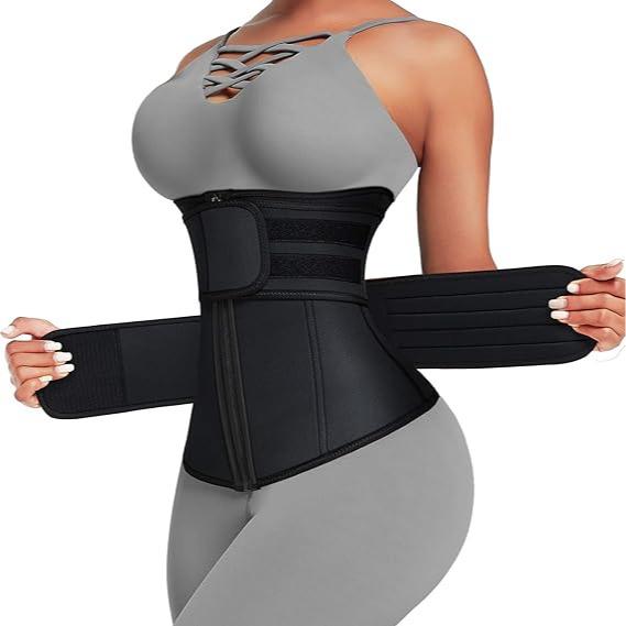 Women's Neoprene Corset Waist Cincher with Double Belts