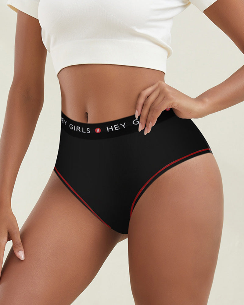 Mid-Rise Letter Color Block Elastic Breathable Comfortable Briefs
