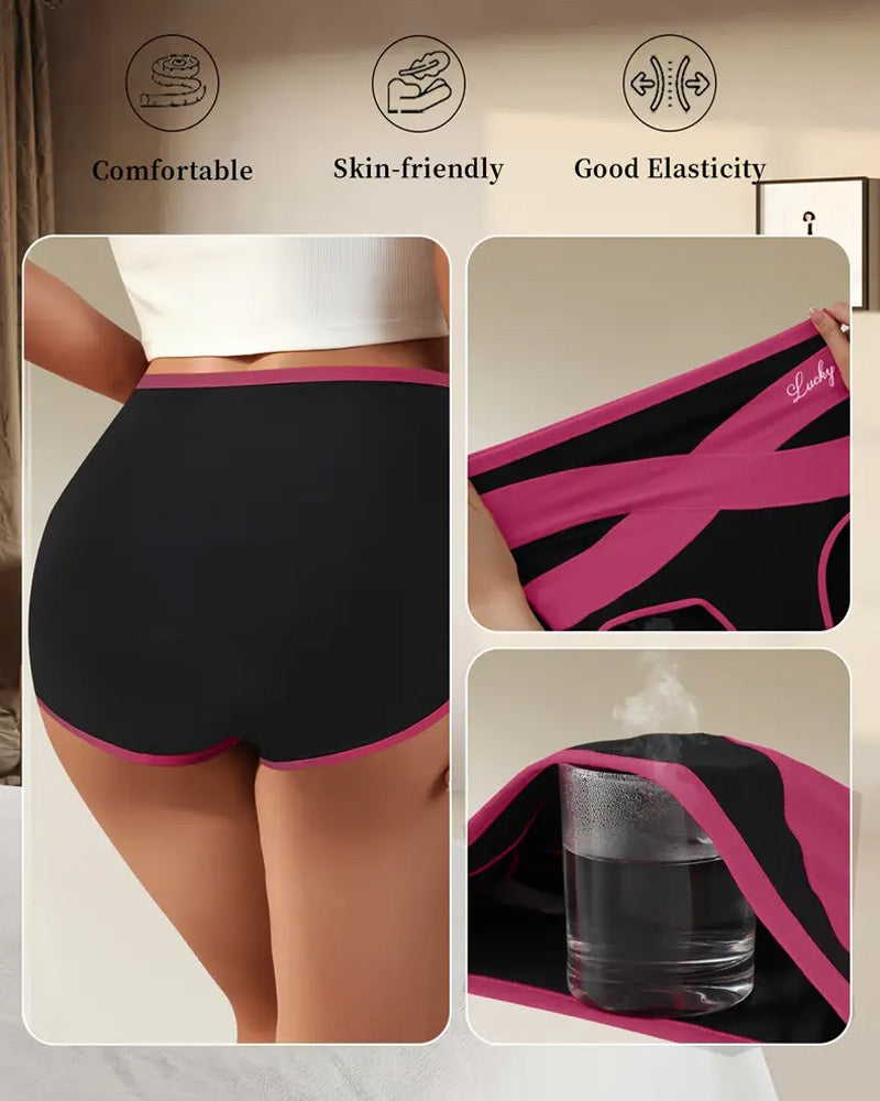 Milk Silk Cross Bandage Contrast Color High Waist Hip Lift Tummy Control Briefs