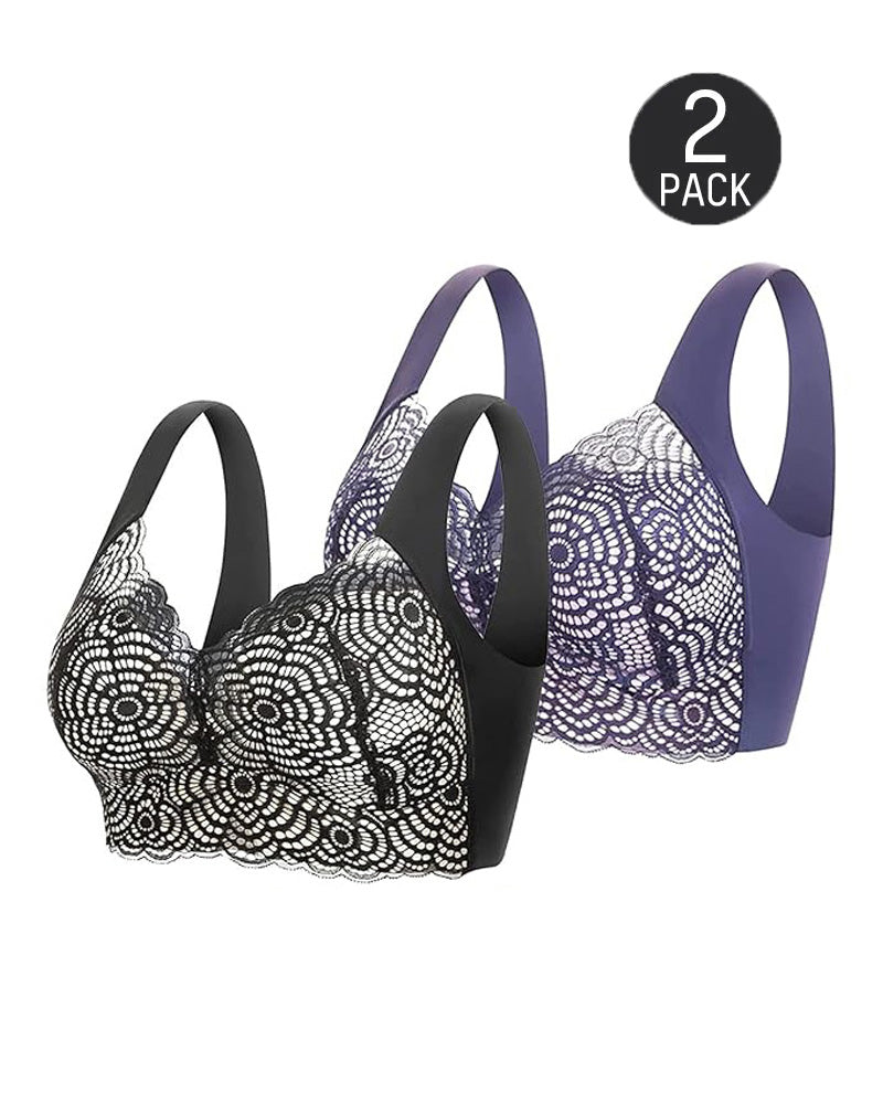 Full-Figure Seamless Lace Cut-Out Bra