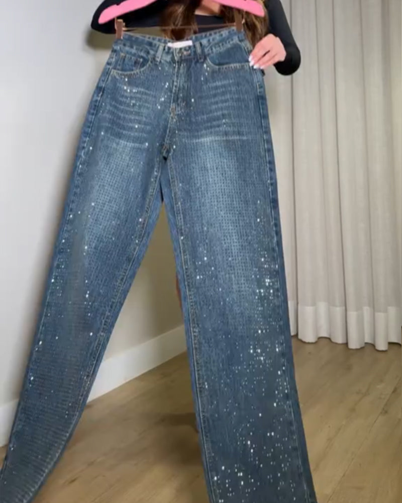 Diamond Front Casual Straight Jeans