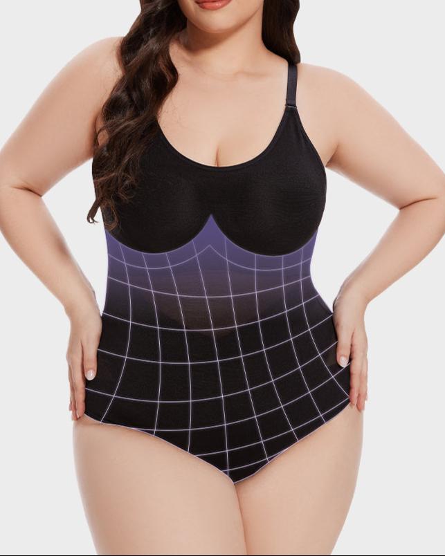 Criss-Cross Mesh Panel Sculpting Bodysuit
