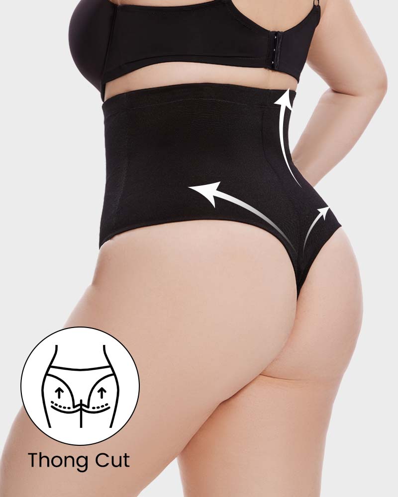 High Waist Criss-Cross Mesh Shaping Thong Panty
