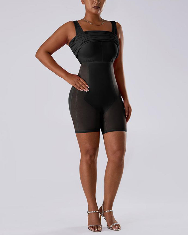 Solid Color Sleeveless Waist and Hip Lifting Long Dress With Built In Shapewear