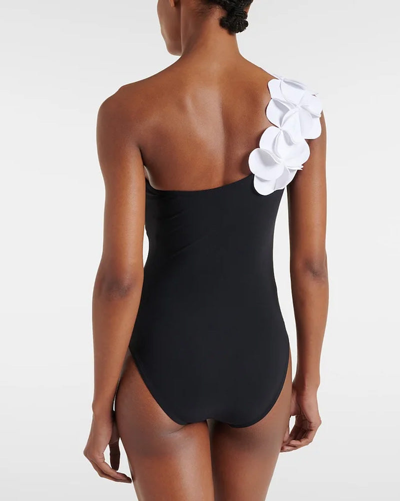 Bandeau 3D Flower One Piece Swimsuit And Skirt