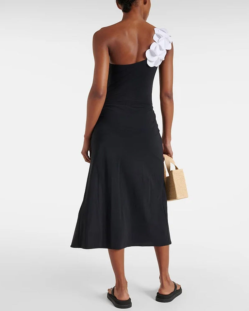 Bandeau 3D Flower One Piece Swimsuit And Skirt