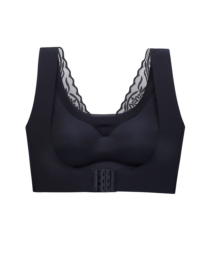 Women's Seamless Push-Up Front Button Back Lace Bra