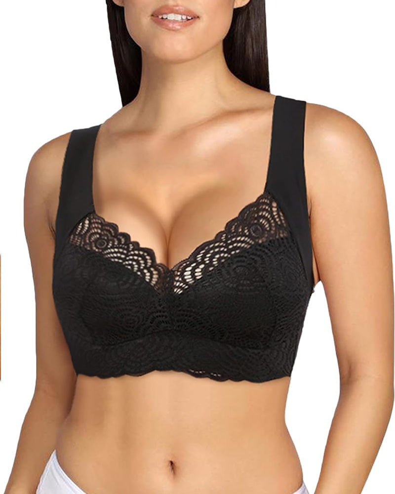 Full-Figure Seamless Lace Cut-Out Bra