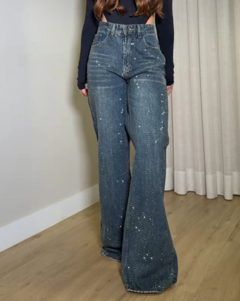 Diamond Front Casual Straight Jeans