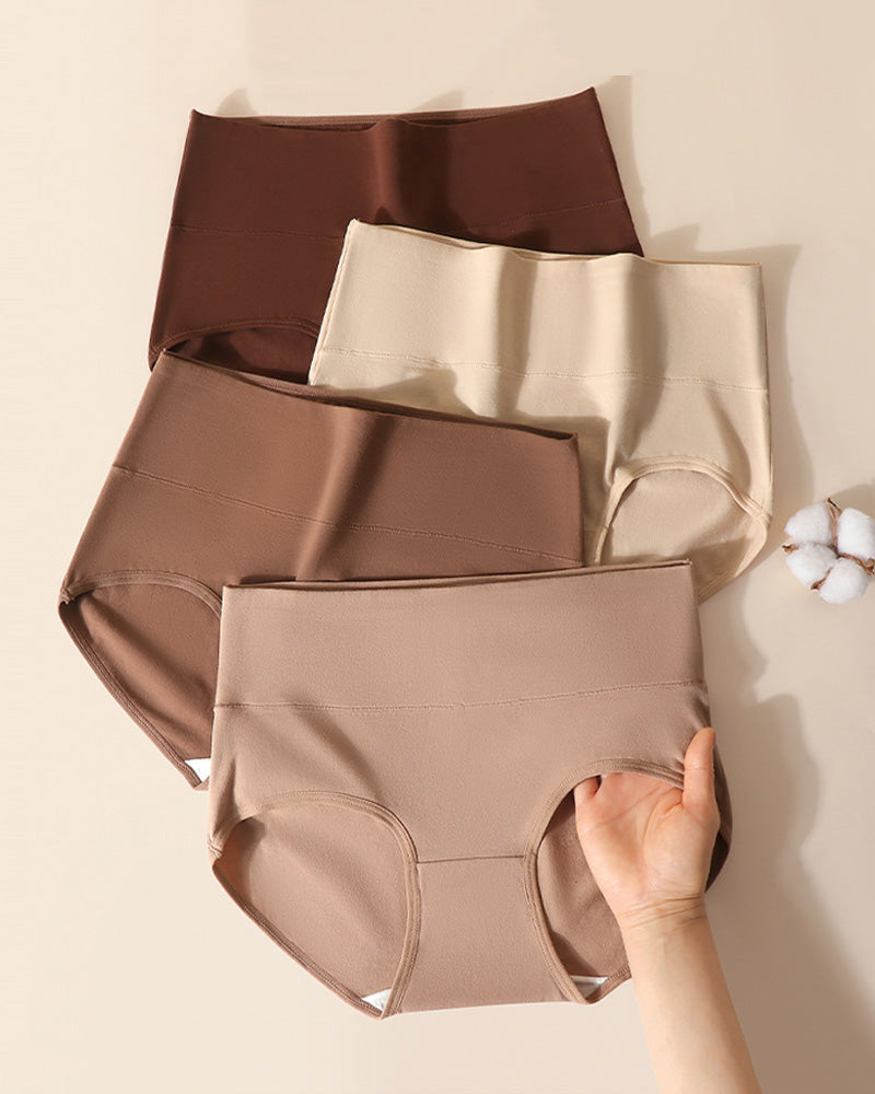 Women's Cotton Skin-Friendly Breathable Slim High Waist Elastic Solid Color Underwear