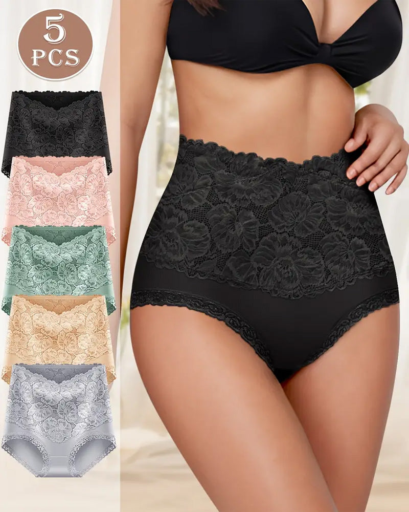 5-Pack Women's Lace High Waist Stretch Briefs