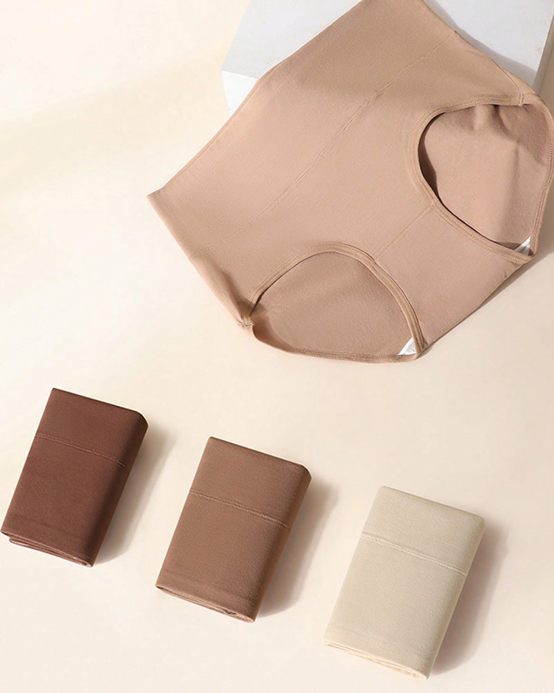 Women's Cotton Skin-Friendly Breathable Slim High Waist Elastic Solid Color Underwear